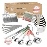 CuttleLab juego de tazas y cucharas de medición en acero inoxidable, duradero