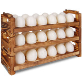 CVHOMEDECO porta-huevos de madera con tres niveles, capacidad para 36 huevos, orden práctico.