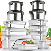 Cykorxicc contenedores de acero inoxidable 12 piezas para almacenamiento seguro de alimentos.
