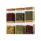 D2scrma frascos rectangulares con tapas de bambú para frescura.