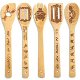Cucharas de madera DaceStar Friends para cocinar sin rayar ollas antiadherentes.