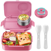 DaCool lonchera rosa con termo de 1400 ml para almuerzos calientes