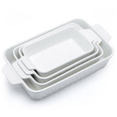 Dafuceramic cazuelas rectangulares con mangos para llevar del horno a la mesa.