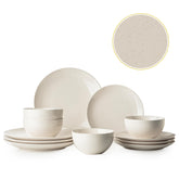 Dafuceramic platos y tazones 12 piezas, conjunto cerámico, apto para comidas diarias.