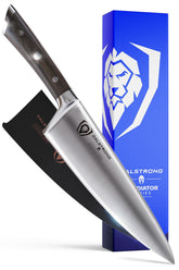 Dalstrong Gladiator cuchillo chef 8 pulgadas con hoja afilada para cortes precisos.