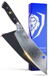 Dalstrong híbrido hachuela y cuchillo chef, hoja de 12 pulgadas, precisión para filetear carne y verduras.