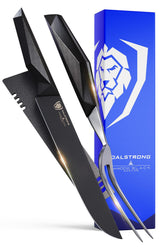 Dalstrong Shadow Black cuchillo de 9 pulgadas para cortes precisos en asados.