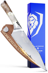 Cuchillo Dalstrong Valhalla de 8 pulgadas para cortar carnes y verduras con precisión.