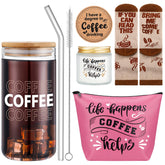 Vaso Dandat de café frío de 580 ml con tapa de bambú, ideal para casa u oficina.
