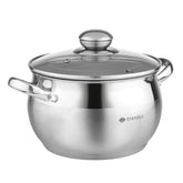 Olla Daniks de acero inoxidable 3 cuartos con tapa de vidrio, foco en versatilidad.