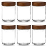 Danmu frascos de vidrio 16 oz con tapas de madera para almacenar avena remojada.