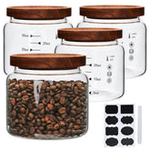 Datttcc frascos de vidrio con tapa de madera, conjunto de 4 para ordenar la despensa.