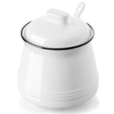 DAYYET azucarero cerámico con tapa y cuchara, 354 ml, ideal para la barra de café.