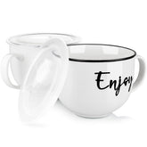 Taza DAYYET para sopa con asas y tapa ventilada mantiene caliente