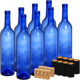 Botellas DEAYOU Bordeaux 750 ml azul cobalto, vista frontal para decoración.