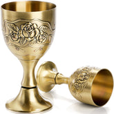 Caliz DEAYOU dos pack vintage oro con relieve floral para rituales y bodas.