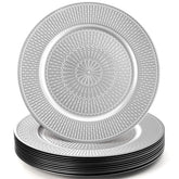 DEAYOU plato-cargador argentado 13 pulgadas con cuentas, añade elegancia a la mesa.