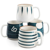DEAYOU set de 4 tazas porcelana 17 onzas, ideal para cafe diario.