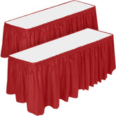 DecorRack faldas para mesa rojas de 29x14ft, diseño llamativo para eventos.