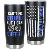 Tumbler DECZHIYU Police 20 onzas frente, uso diario práctico y diseño elegante.
