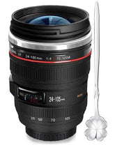 DEEXITO Taza Lente de Cámara con Cuchara de Trébol, perfecto para iniciar la sesión de fotos.