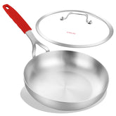 DELARLO sarten tri-ply 8 pulgadas con tapa, ideal para induccion y coccion rapida