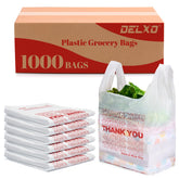 Bolsas Delxo para supermercado, 1000 unidades, blancas, útiles para compras rápidas.