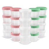 Contenedores plásticos Demora de 120 ml con tapas giratorias para salsas y porciones seguras.