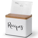 Caja Deppon para recetas con tarjetas 4x6, facilita la organización en la cocina.