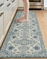 DEXI tapete anti-fatiga azul y blanco para cocina, soporte cómodo para pies.