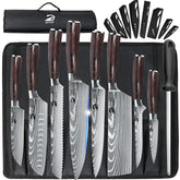 Dfito set de cuchillos chef 9 piezas con funda enrollable para guardado seguro