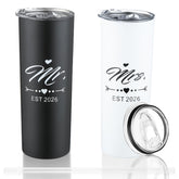DHQH juego Sr y Sra Tumbler 20oz negro y blanco con tapas, ideal para parejas