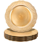 Dicunoy placa cargador dorada con borde perlado para bodas, añade glamour.