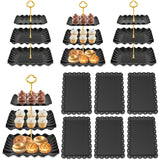 DIDROOM set postres 10 piezas con soportes tres niveles cuadrados, ideal para presentar cupcakes con estilo.