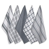 Toallas de cocina DII de 18x28 gris, conjunto de 5, secado eficaz de platos.