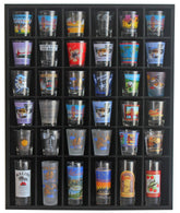DisplayGifts vitrina negra para vasos de chupito con 36 ranuras para exhibir colecciones.