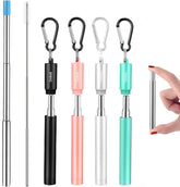 Doboli 4 pajillas metalicas reutilizables con estuche para viajar