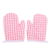 Guantes DOITOOL para horno en rosa a cuadros, ideales para sacar platos del horno.