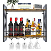 Dosker estante de vino para pared con 2 niveles, exhibe botellas con estilo.