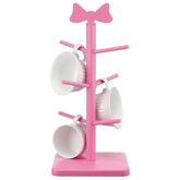 DoubleFill soporte tazas rosado arbol con lazo, exhibe tus tazas con estilo.