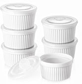 Dowan ramequines 8 oz con tapa para porciones individuales y frescura.