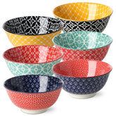 Dowan tazones sopa set-6 diseño colorido para uso diario en mesa.