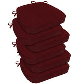 Almohadillas Downluxe para silla de comedor, vista frontal, confort y color burdeos.