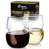 Copas Dragon Glassware sin tallo 16oz, par ideal para degustación de vino.