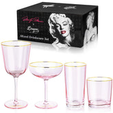 Dragon Glassware: vaso de vino rosa con borde dorado, ideal para cenas elegantes