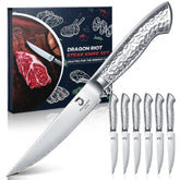 DRAGON RIOT cuchillos para filete de 6 piezas con filo serrado para cortes limpios.