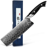 DRAGON RIOT Nakiri: cuchillo japonés damascado VG10, hoja afilada para cortes precisos de verduras.
