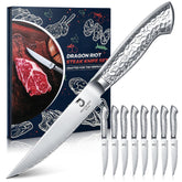 DRAGON RIOT cuchillos de steak 8 piezas con filo serrado para cortes limpios