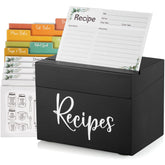 Caja de recetas Drastar en madera negra, ideal para organizar tus tarjetas.
