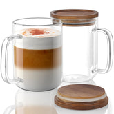Taza de cristal Drastar 20oz con tapa de acacia para café suave y preservación de calor